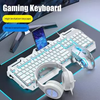3 шт./компл. USB-проводная механическая клавиатура, мышь, наушники, 104 клавиши, домашний офис, компьютер, настольная игровая клавиатура с