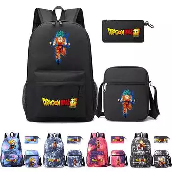 3 шт./компл. Водонепроницаемая сумка-мессенджер Dragon Ball унисекс, рюкзак с легкой сумкой для книг, студенческая подростковая детская сумка, сумка для ноутбука, рюкзак Mochila