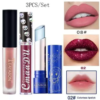 3 шт./компл. водостойкая долговечная помада матовая помада Diamond Dream блеск для губ блестящий металлический блеск для губ Бальзам для губ сексуальный блеск для губ косметика 3pcs/set