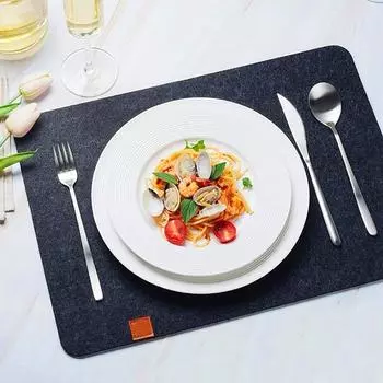 3 шт./компл. войлочные салфетки для домашнего декора, подставки под столовые приборы, подставки под чашки, коврик для стола, изоляционный впитывающий моющийся войлок, нескользящий темно-серого