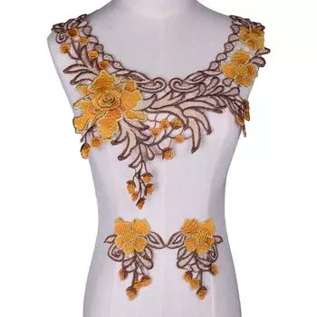 3 шт./компл. вышитые кружевные аппликации для воротника, швейные принадлежности для ремонта заплаток красный