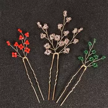 3 шт./компл. Заколка для волос с жемчугом, металлическая бижутерия, U-образная игла, элегантная свадебная шпилька, головной убор, зажим для волос, свадебная вечеринка, женская