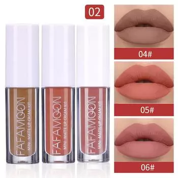 3 шт./компл. зеркальная аква-глазурь для губ, матовый блеск для губ, высокопигментированная губная помада, легко окрашивается, антипригарная чашка, глазурь для губ, помада A