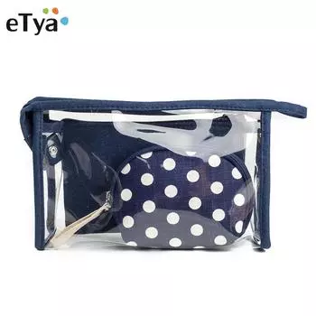 3 шт./компл. женская косметичка новая мода в горошек ПВХ холст водостойкая косметичка дорожная косметичка косметичка сумка синий