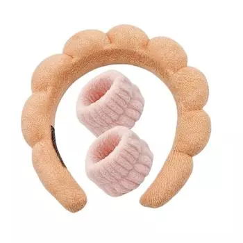 3 ШТ./КОМПЛ. Женская повязка на голову с цветочным принтом, влагостойкая напульсная повязка, для SPA, умывания лица, макияжа, для путешествий, отдыха, женский подарок Size fits all