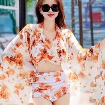 3 шт./компл. женские пляжные трусы, комплект с высоким бюстгальтером без рукавов, комплект бикини, шорты на талии с длинными L синий