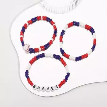 3 шт./компл. женские регулируемые контрастные цвета на День независимости, гладкие бусины, бейсбольный кулон с буквенным принтом