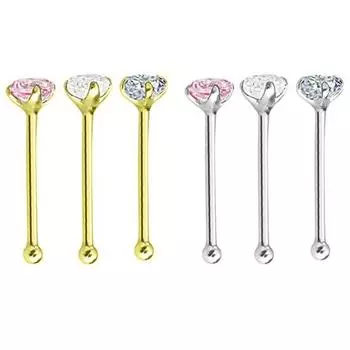 3 шт./компл. женские шпильки для носа из нержавеющей стали с кубическим цирконием, ювелирные изделия для пирсинга