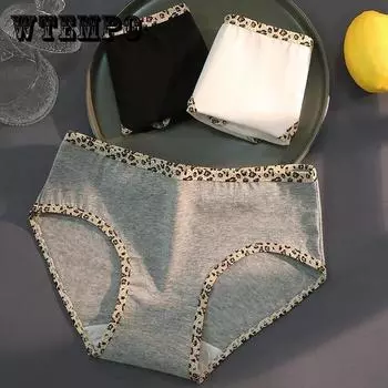 3 шт./компл. женские универсальные повседневные мягкие трусы большого размера, однотонные бесшовные хлопковые трусы со средней талией с леопардовым принтом XL