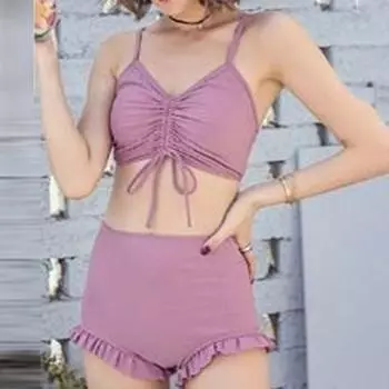 3 шт./компл. женский купальник на тонких бретельках с лямкой на шее сплошной цвет пуловер пляжное накидка для отдыха L чёрный