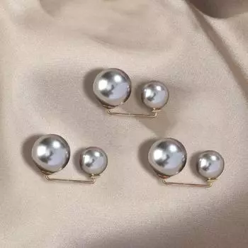 3 шт./компл. Женский свитер, кардиган, клипса для пальто, летнее платье, ювелирные изделия, броши-булавки с двойным жемчугом, не выцветающие, изысканные элегантные броши Silver gray Color