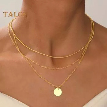 3 шт./компл. женское ожерелье штабелируемое трехслойное регулируемое полое ожерелье в стиле ретро круглый кулон для выпускного вечера повседневные свидания украшения для шеи женское ожерелье ключицы золотистый