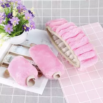 3 шт./компл. Зимние розовые мягкие теплые плюшевые чехлы на руль автомобиля, чехлы на ручной тормоз