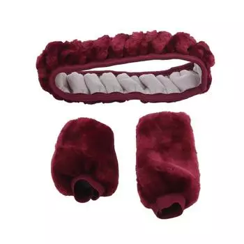 3 шт./компл., зимний плюшевый автомобильный декор на руль, чехол для ручки переключения передач, набор чехлов для ручного тормоза, аксессуары для салона автомобиля вино красного