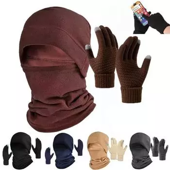3 шт./компл. Зимняя велосипедная шейная гетра, перчатка, теплая, для холодной погоды, ветрозащитная, для мужчин и женщин, для катания на лыжах, теплая, с черепом, перчатка для сенсорного экрана чёрный