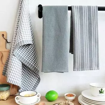 3 шт./комплект 45x60 см хлопковые салфетки для стола кухонные вафельные полотенца для посуды впитывающее средство для чистки 45x60cm серый