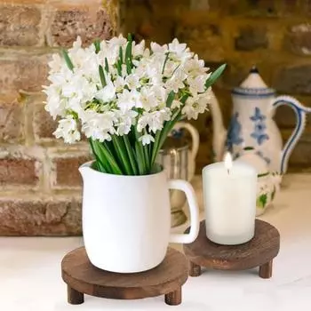 3 шт./комплект, деревянный держатель для кофейной кружки, декоративный круглый табурет, пьедестал, подставка для цветочных растений, подставка для дисплея с ножками для использования в помещении, на открытом воздухе, на домашнем патио