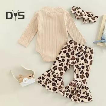 3 шт./комплект детский топ брюки повязка на голову костюм для 0-24 месяцев цветочный принт расклешенные брюки высокий воротник трикотажный боди бант повязка на голову фото реквизит 90 cm абрикосовый