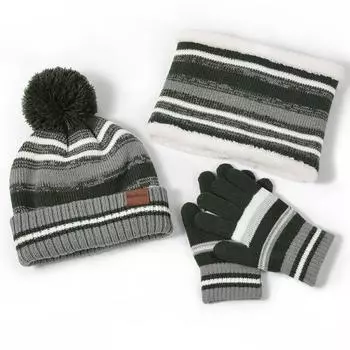 3 шт./комплект для детей, шапка, шарф, перчатки, утолщенный плюшевый мяч, декорированный в соответствии с цветом, вязаный, сохраняющий тепло, ветрозащитный, сохраняющий тепло, перчатки для улицы для девочек и мальчиков оранжевый