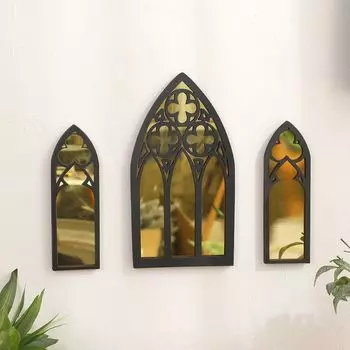 3 шт./комплект, готические настенные зеркала ручной работы, собор, цветочные узоры, настенное зеркало, подвесное окно 3Pcs/set