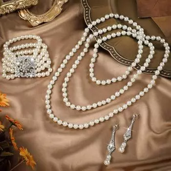 3 шт./комплект комплект ювелирных изделий из искусственного жемчуга 1920-х годов винтажный роскошный стиль многослойный знаменитость