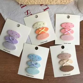 3 шт./комплект, милая детская заколка для волос для девочек, модный бант, вишневая заколка для волос в стиле шотландки, милая тканевая заколка для волос, кавайный головной убор для девочек розовый