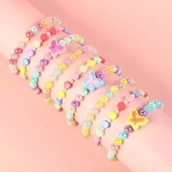 3 шт./комплект, милый браслет для девочки, цветной браслет-макарон для принцессы, детский браслет-бабочка, подарок purple&yellow butterfly