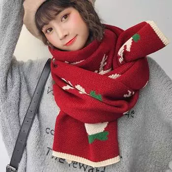 3 шт./комплект новогодняя шапка шарф перчатки комплект толстая вязаная теплая шапка с принтом рогов перчатки эластичная защита ушей ветрозащитная зимняя новогодняя велоспорт лыжи купол белый