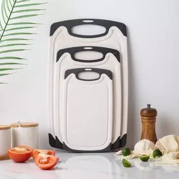 3 шт./комплект разделочная доска пшеничная солома пластиковая разделочная доска мраморный узор набор можно повесить противоскользящая утолщенная разделочная доска