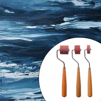 3 шт. комплект резиновых валиков для печати, портативные принадлежности для самостоятельной печати с деревянной ручкой, чернила