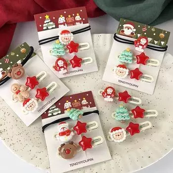 3 шт./комплект Рождественские заколки для волос для детей Аксессуары для волос Рождественские шпильки заколки для волос Праздничные головные уборы для вечеринок Подарки на праздники