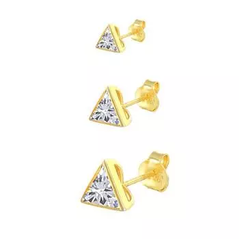 3 шт. /Комплект треугольных сережек для женщин 925 пробы стерлингового серебра пирсинг серьги-гвоздики Pendiente Plata свадебный подарок ювелирные изделия