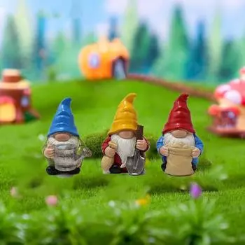 3 шт. / комплект, устойчивая к ржавчине статуэтка гнома, мультяшная смола, садовые украшения, карликовые украшения для помещений 3Pcs /set