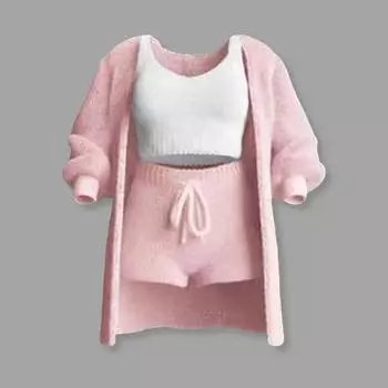 3 шт./комплект V-образный вырез комплект длинные шорты пальто рукав плотный пальто женский жилет без рукавов топ на шнурке M розовый