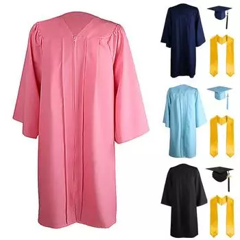 3 шт./комплект выпускной костюм матовая выпускная шапочка наплечники и платье комплект унисекс свободный крой платье для выпускных церемоний в школе после окончания вуза XL темно-синий