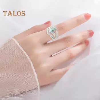 3 шт./комплект женский комплект колец геометрический искусственный бирюзовый стекируемый горный хрусталь декор сплав полированный гальванизированный женский палец ювелирные изделия подарок на день рождения US 6 серебряный