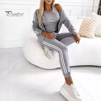 3 шт./комплект женский осенний топ брюки пальто комплект однобортный кардиган фитнес жилет полосатый эластичный пояс облегающие брюки спортивный повседневный домашний наряд L фиолетовый