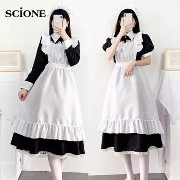 3 шт. комплекты, костюм французского дворецкого, традиционная длинная юбка горничной, наряд горничной, британский дворецкий, японская униформа, милое платье S