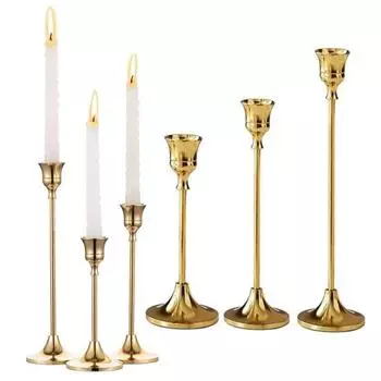 3 шт. Конические подсвечники, металлический высокий подсвечник-колонна, винтажный центральный подсвечник для стола, свадебный праздничный домашний декор чёрный