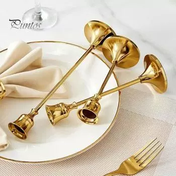 3 шт. Конические подсвечники, металлический высокий подсвечник-колонна, винтажный центральный подсвечник для стола, свадебный праздничный домашний декор античная золотой