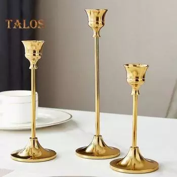 3 шт. Конические подсвечники, металлический высокий подсвечник-колонна, винтажный центральный подсвечник для стола, свадебный праздничный домашний декор античная золотой
