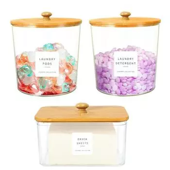 3 шт. контейнер для белья прозрачный большой емкости прозрачный дизайн организация прачечной Square