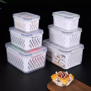 3 шт. контейнеры для хранения фруктов, пищевые, без BPA, большая емкость, хорошая герметизация, легко чистить, коробки для хранения фруктов и овощей с крышкой 1 Set серый