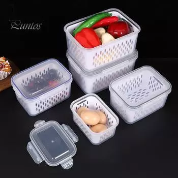 3 шт. контейнеры для хранения фруктов, пищевые, без BPA, большая емкость, хорошая герметизация, легко чистить, коробки для хранения фруктов и овощей с крышкой 1 Set серый