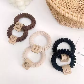 3 шт., кожаная этикетка из флокированной кожи, петля для волос из телефонного провода, резинки для волос для женщин, эластичные петли для волос, модные аксессуары для волос