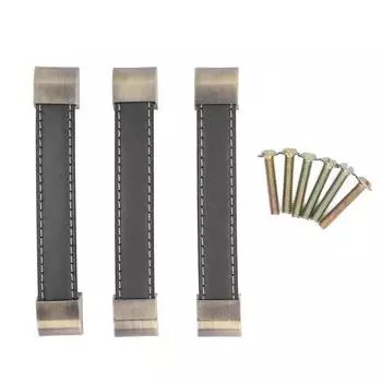 3 шт. Кожаная ручка для двери гардероба, антикварная ручка для ящика, ручка для чемодана, винной коробки, черная чёрный