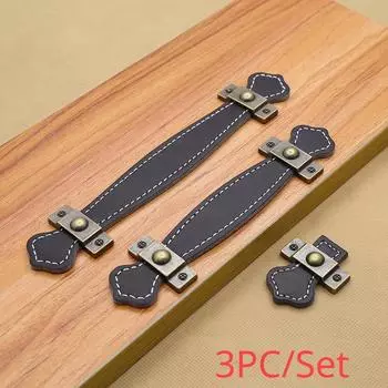 3 шт., кожаная ручка, ручка для сумки, дверная ручка ящика, коричневая, черная мебельная ручка, фурнитура, украшение из цинкового сплава, комод для шкафа A 3PC