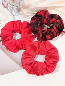 3 шт. красные леопардовые резинки для волос, шелковые резинки для волос, толстые эластичные резинки для густых тонких волос, аксессуары для волос для женщин