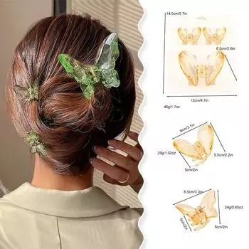 3 шт. красочные бабочки заколки для волос для женщин прозрачные большие заколки для волос заколки для девочек заколки акриловые аксессуары для волос