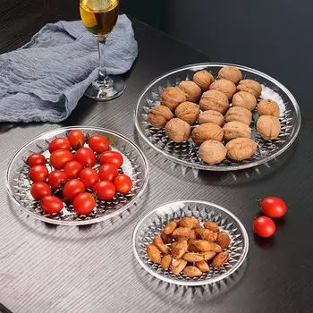 3 шт. Кристаллический поднос для фруктовых закусок, большая вместимость, контейнер для сервировки сладостей, орехов, корзина, изысканная домашняя тарелка для закусок к чаю 15cm
